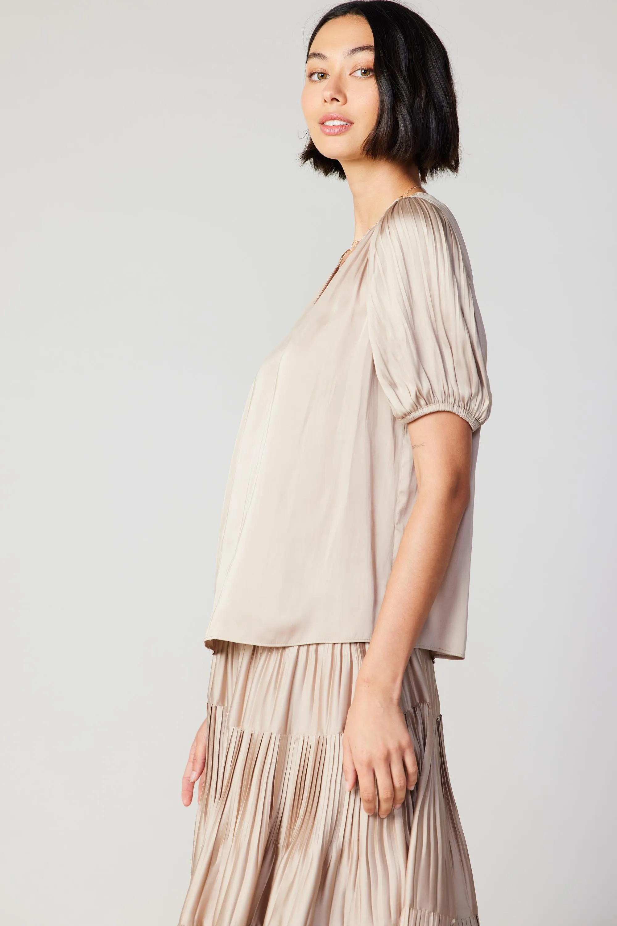 Cuffed Pleated Yoke Top sold by Current Air product image thumbnail 4