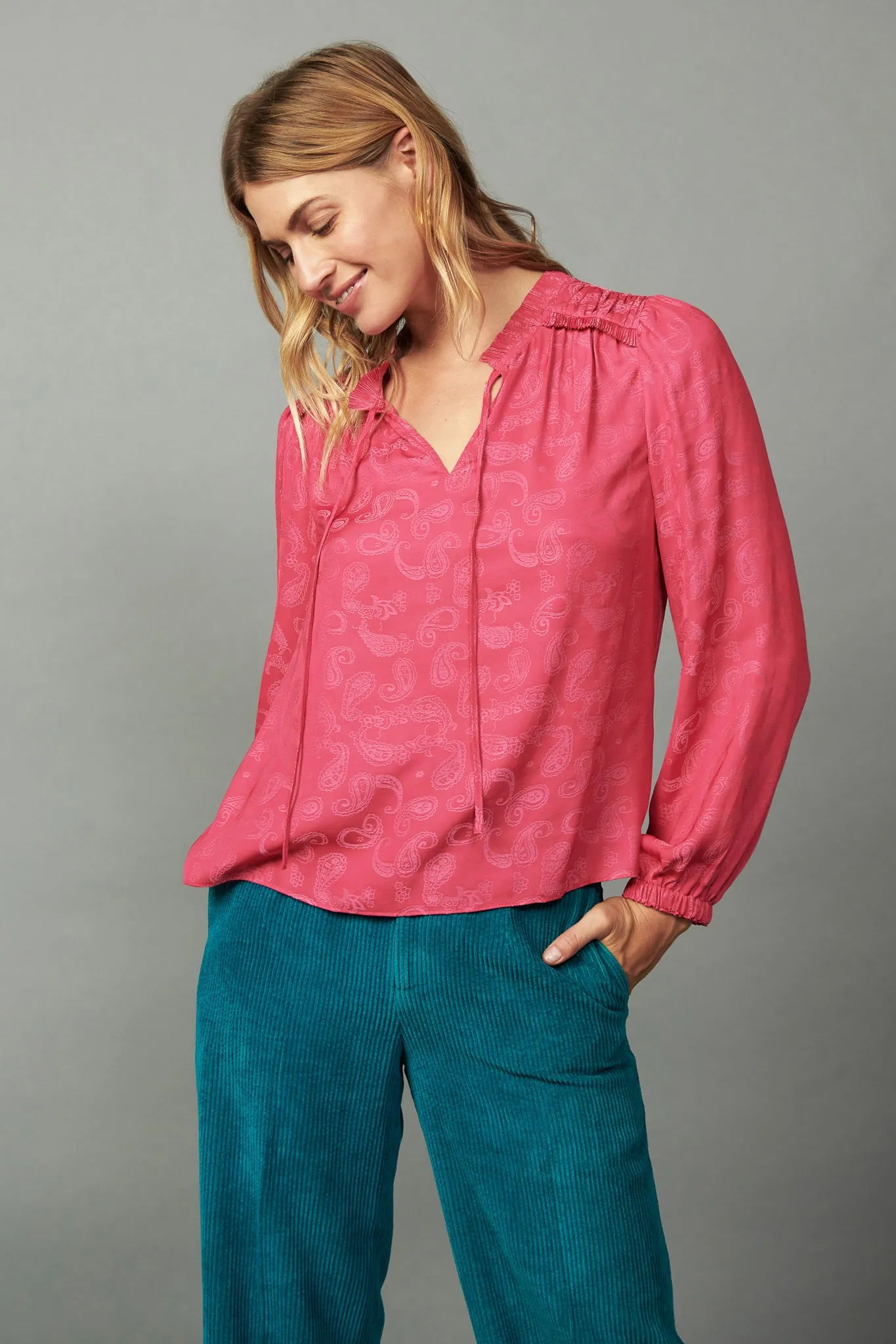 Paisley Split Neck Blouse sold by Current Air