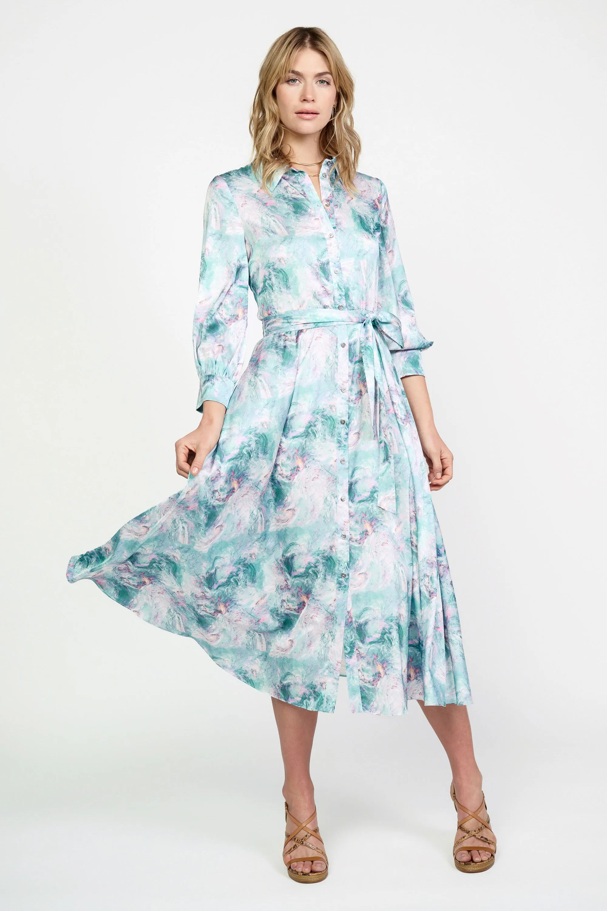 Swirl Motif Button Shirt Dress sold by Current Air