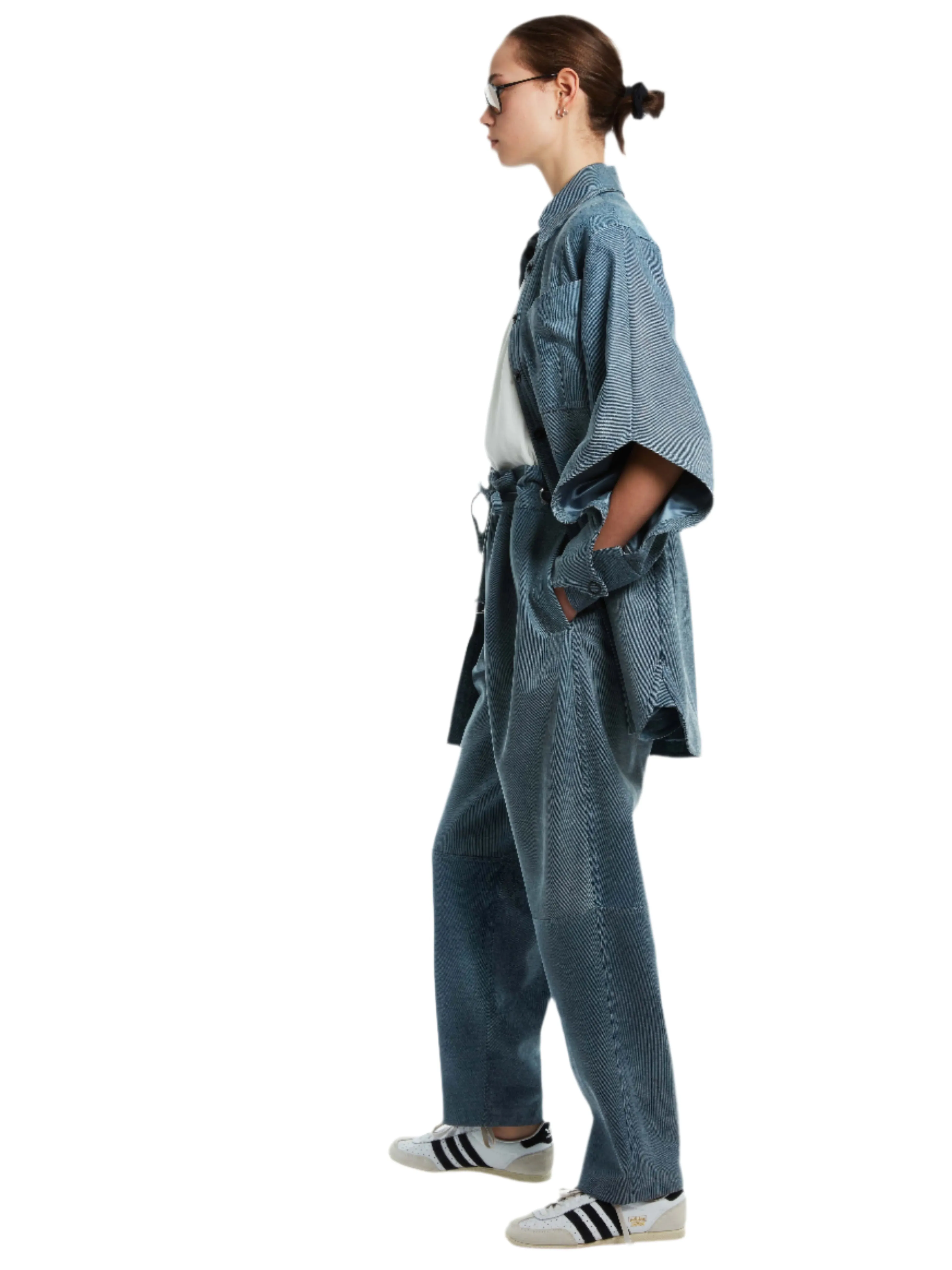 LEATHER STONE WASHED DENIM DRESS JACKET sold by Cut25 by Yigal Azrouel product image thumbnail 2