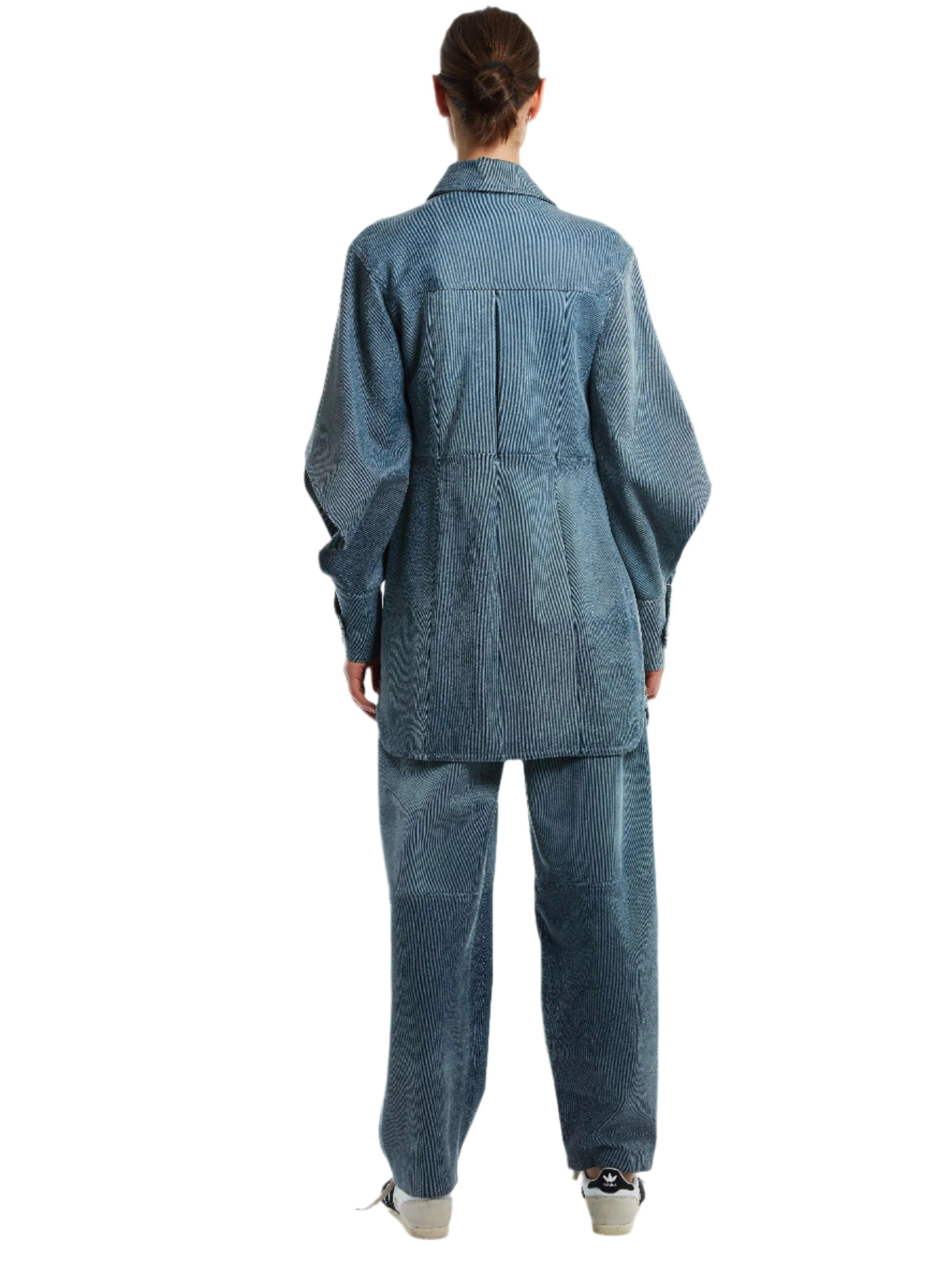 LEATHER STONE WASHED DENIM DRESS JACKET sold by Cut25 by Yigal Azrouel product image thumbnail 3