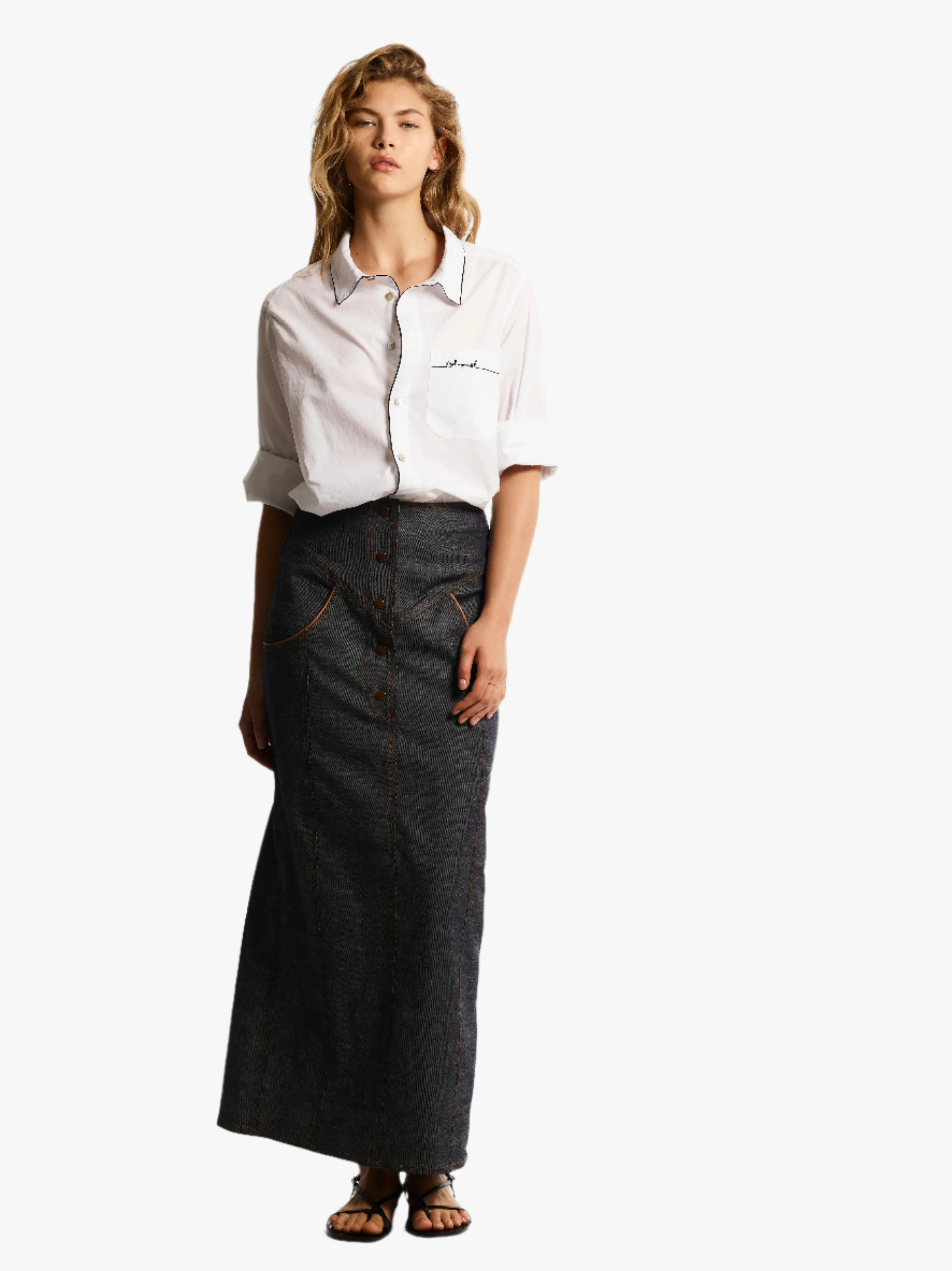 CONTRAST-TRIMMED OVERSIZED SHORT SLEEVE SHIRT sold by Cut25 by Yigal Azrouel