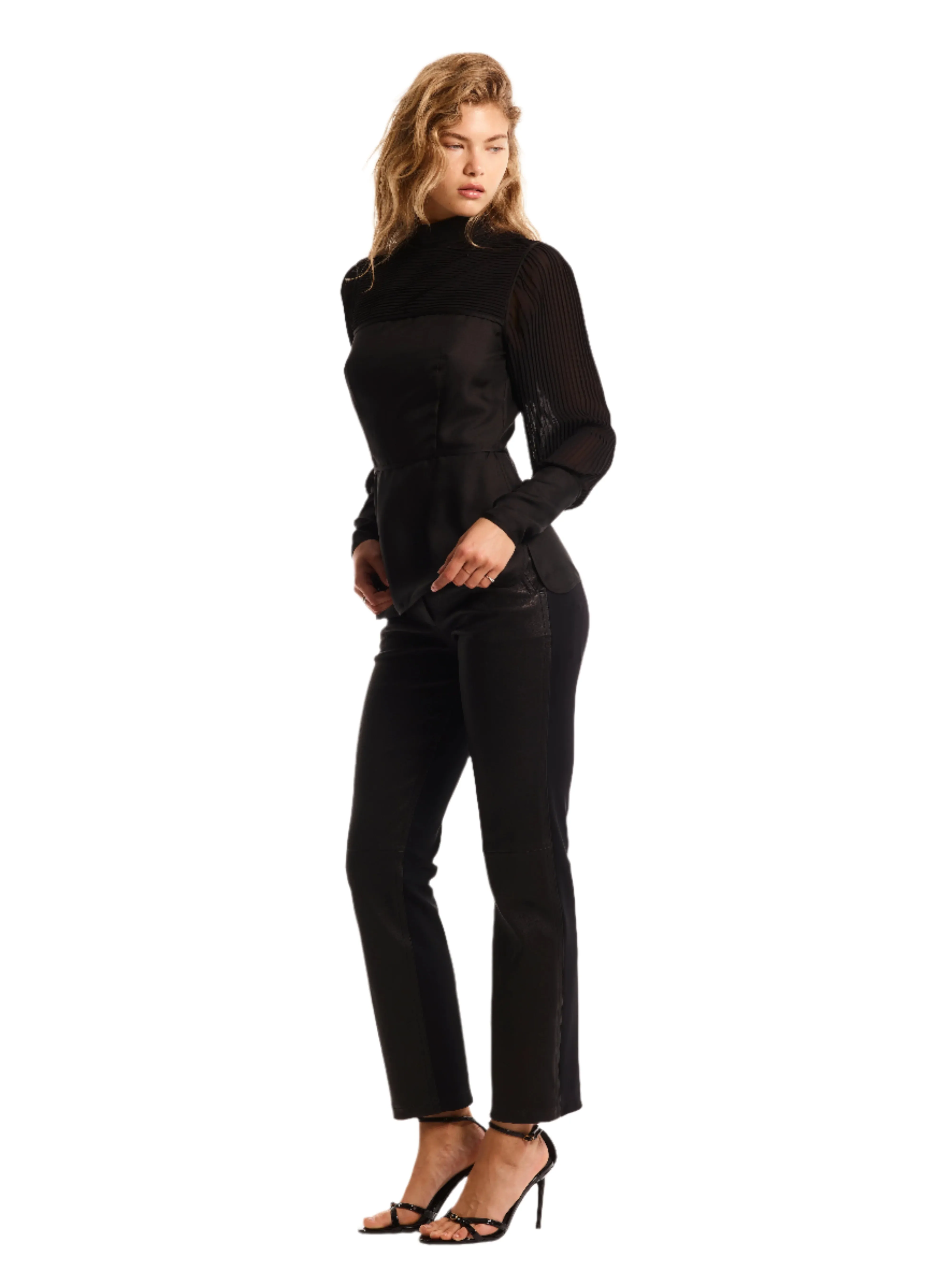 SILK PLEADED BLOUSE. BLACK sold by Cut25 by Yigal Azrouel product image thumbnail 2