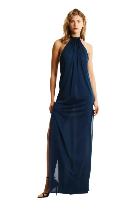 BELTED HALTER MAXI DRESS made by Yigal Azrouel