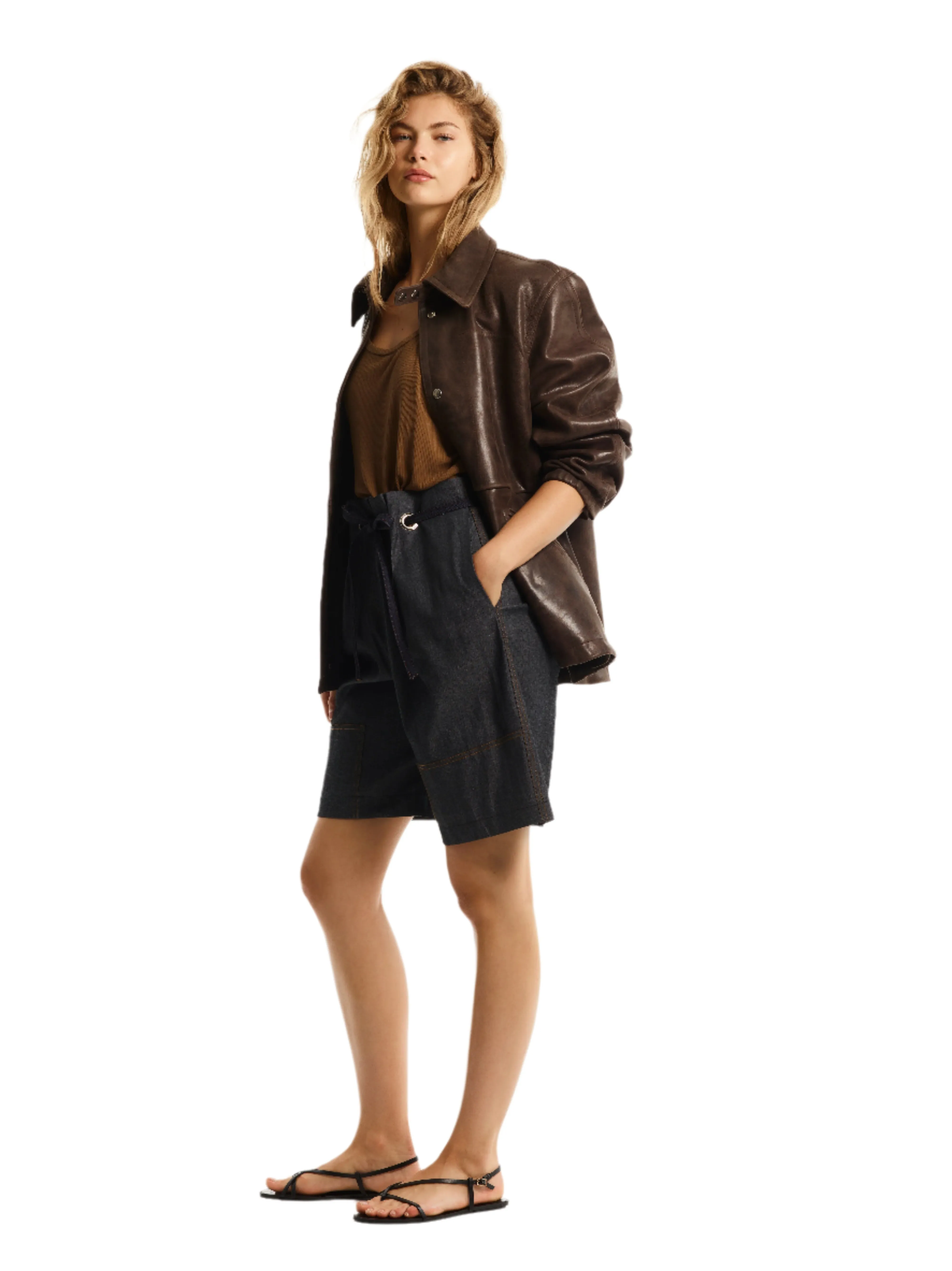 PAPERBAG WAIST DENIM SHORTS sold by Cut25 by Yigal Azrouel product image thumbnail 2