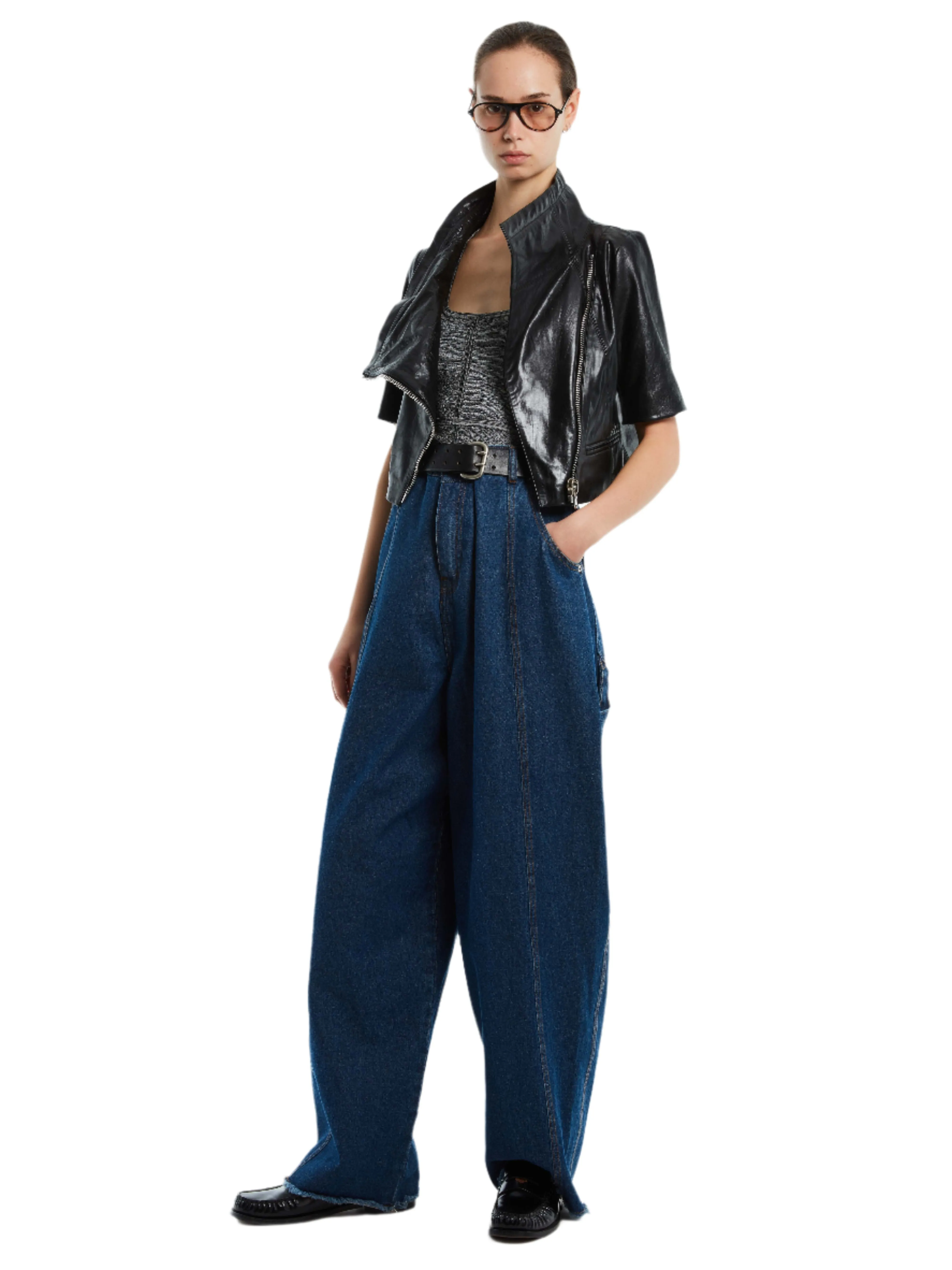 HIGH COLLAR LEATHER BIKER JACKET sold by Cut25 by Yigal Azrouel