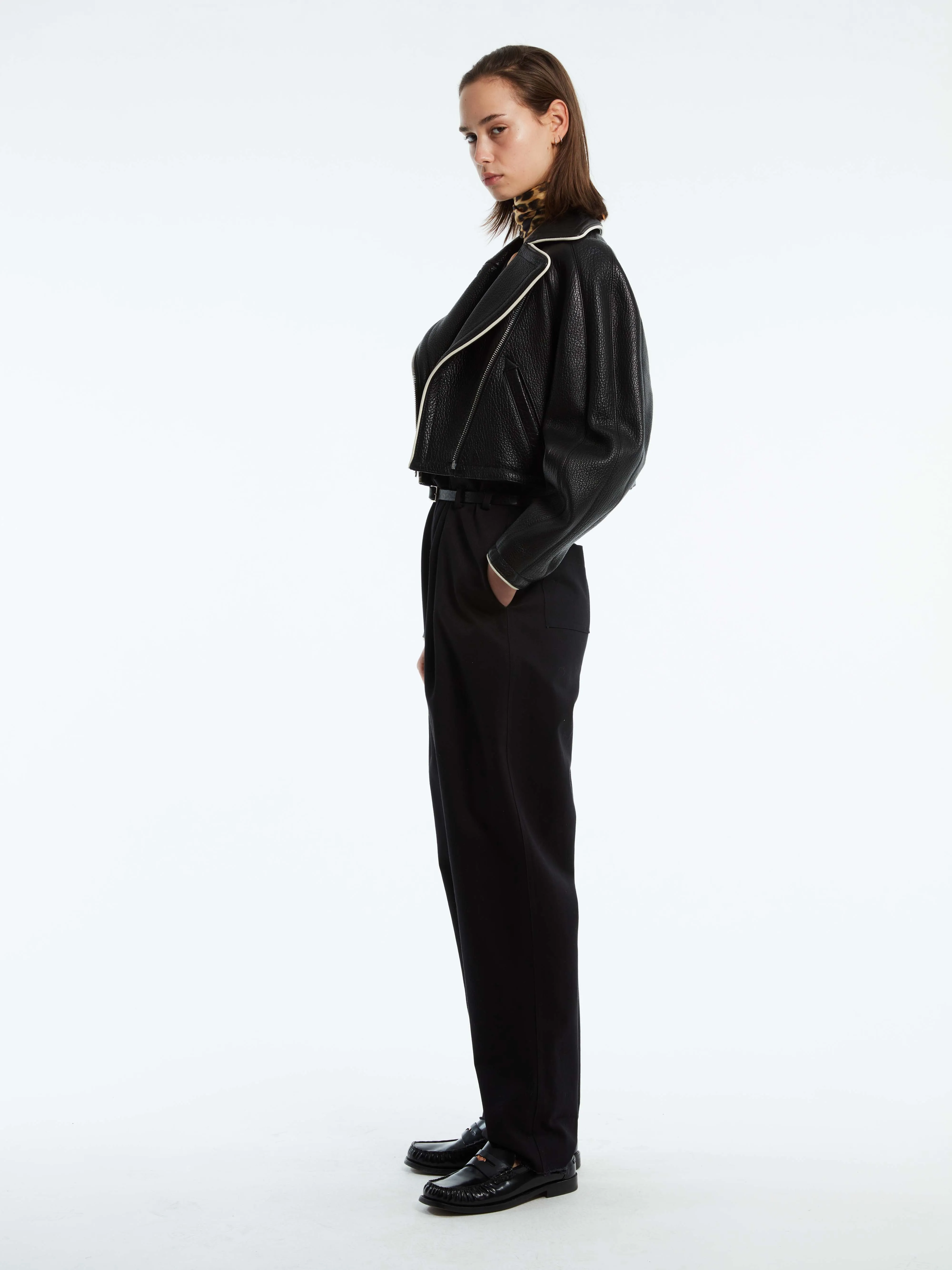 COCOON CROPPED JACKET w/ PIPING sold by Cut25 by Yigal Azrouel product image thumbnail 4