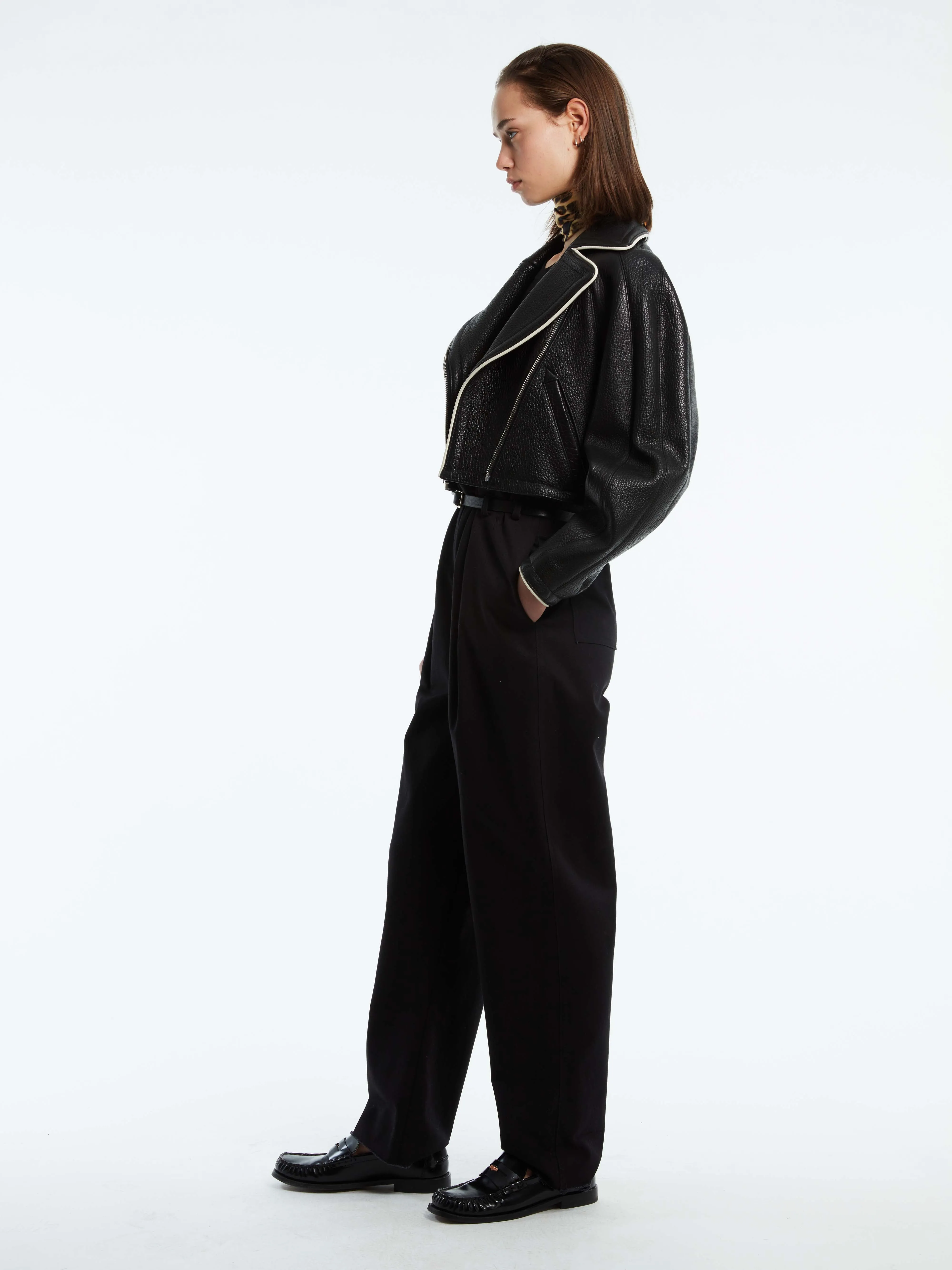 COCOON CROPPED JACKET w/ PIPING sold by Cut25 by Yigal Azrouel product image thumbnail 3