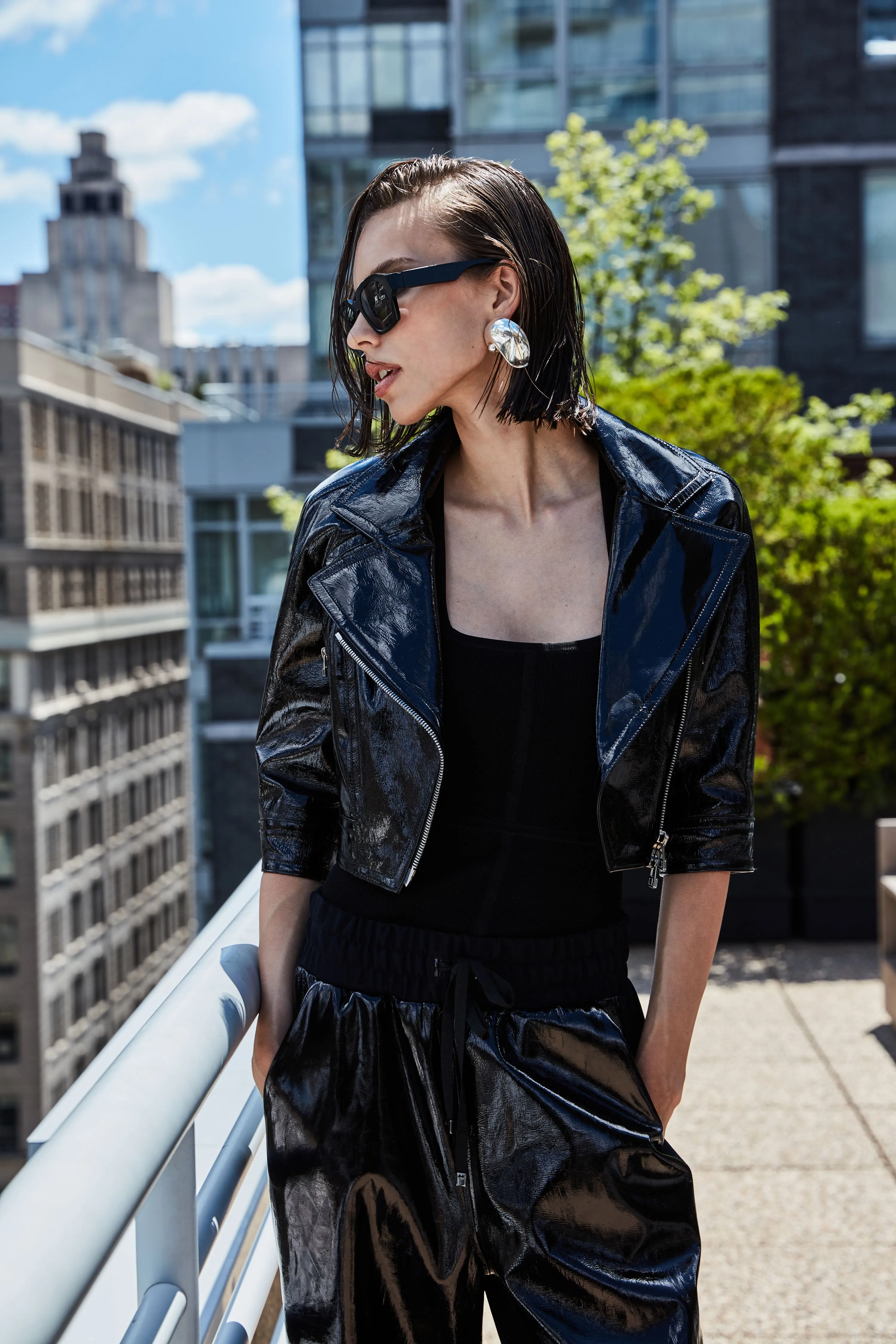 CROPPED PATENT LEATHER JACKET sold by Cut25 by Yigal Azrouel product image thumbnail 2