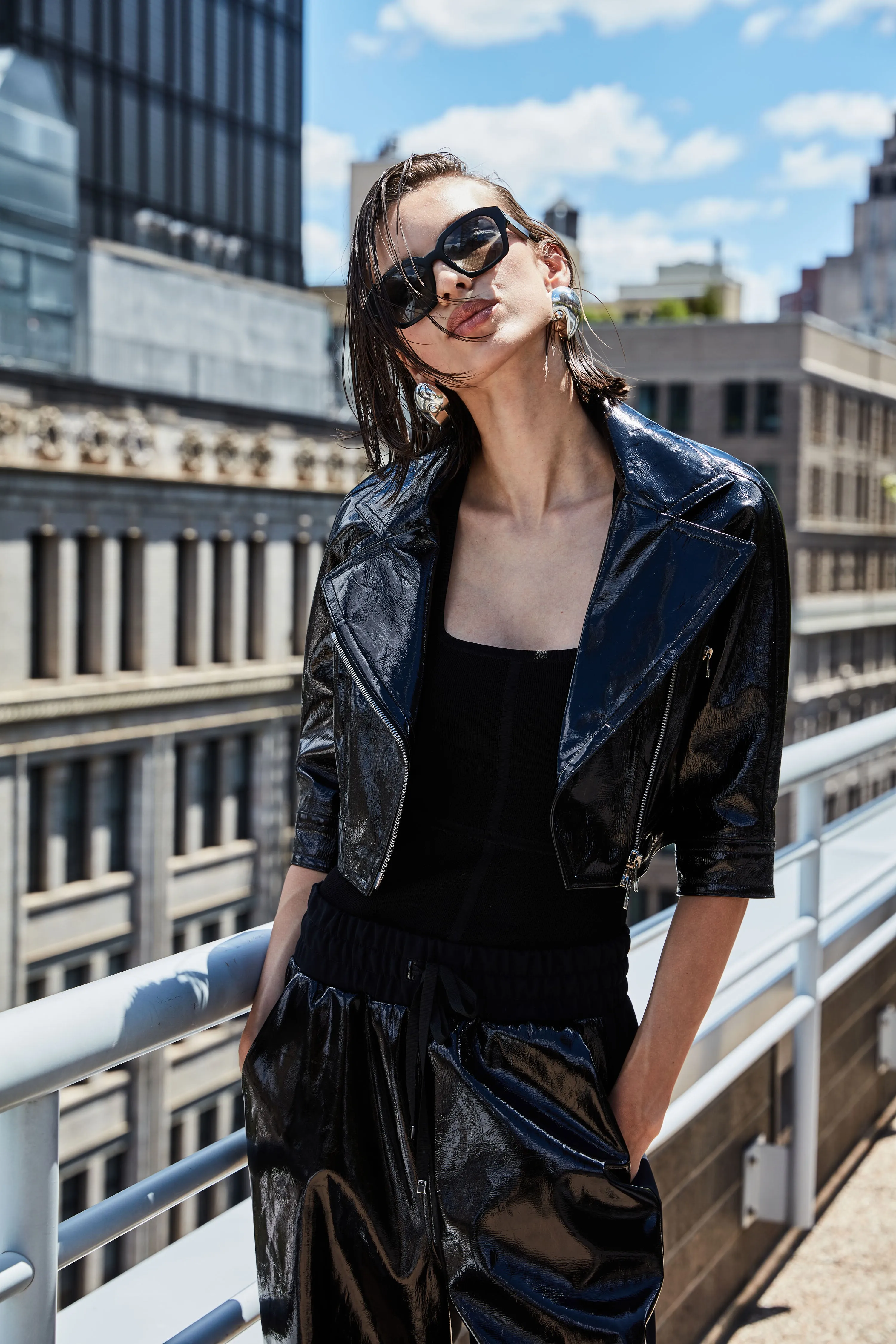 CROPPED PATENT LEATHER JACKET sold by Cut25 by Yigal Azrouel product image thumbnail 3
