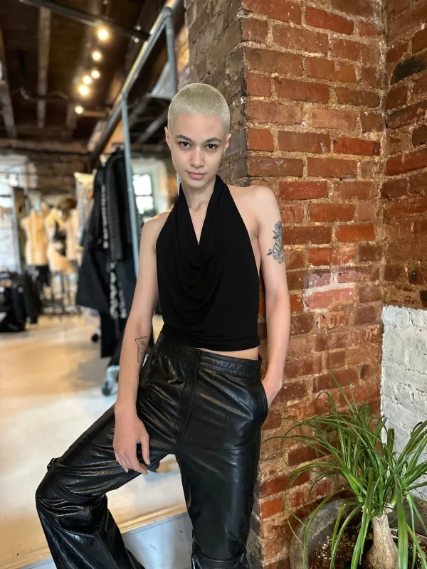 BLACK COWL DRAPE MATTE JERSEY TOP sold by Cut25 by Yigal Azrouel