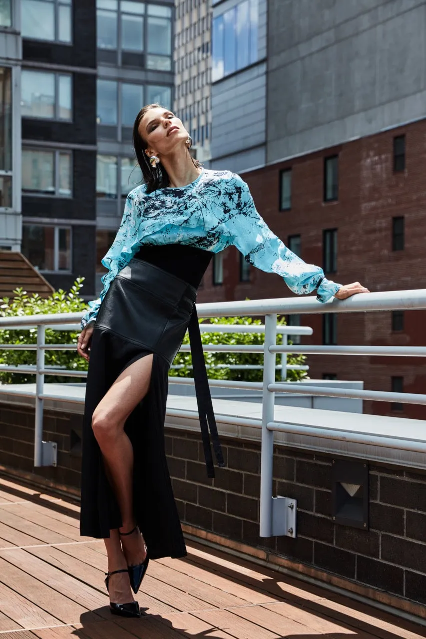 BELTED LEATHER SLIT SKIRT sold by Cut25 by Yigal Azrouel product image thumbnail 3