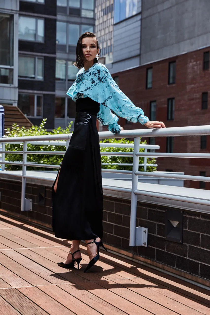 BELTED LEATHER SLIT SKIRT sold by Cut25 by Yigal Azrouel