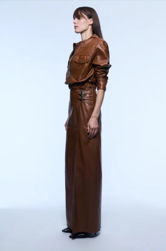JOLENE LEATHER TOP COGNAC sold by Cut25 by Yigal Azrouel