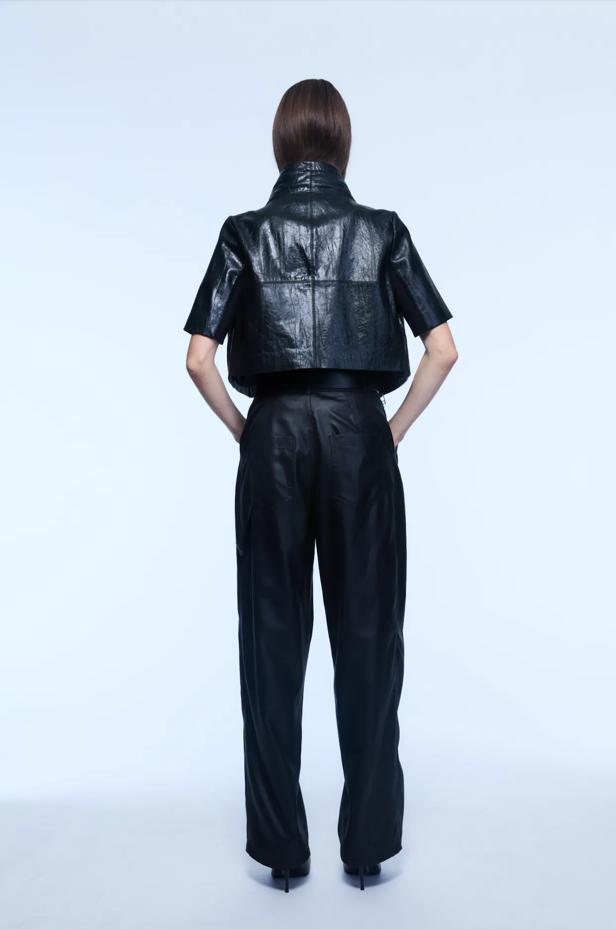 CROPPED LEATHER JACKET BLACK sold by Yigal Azrouel product image thumbnail 4