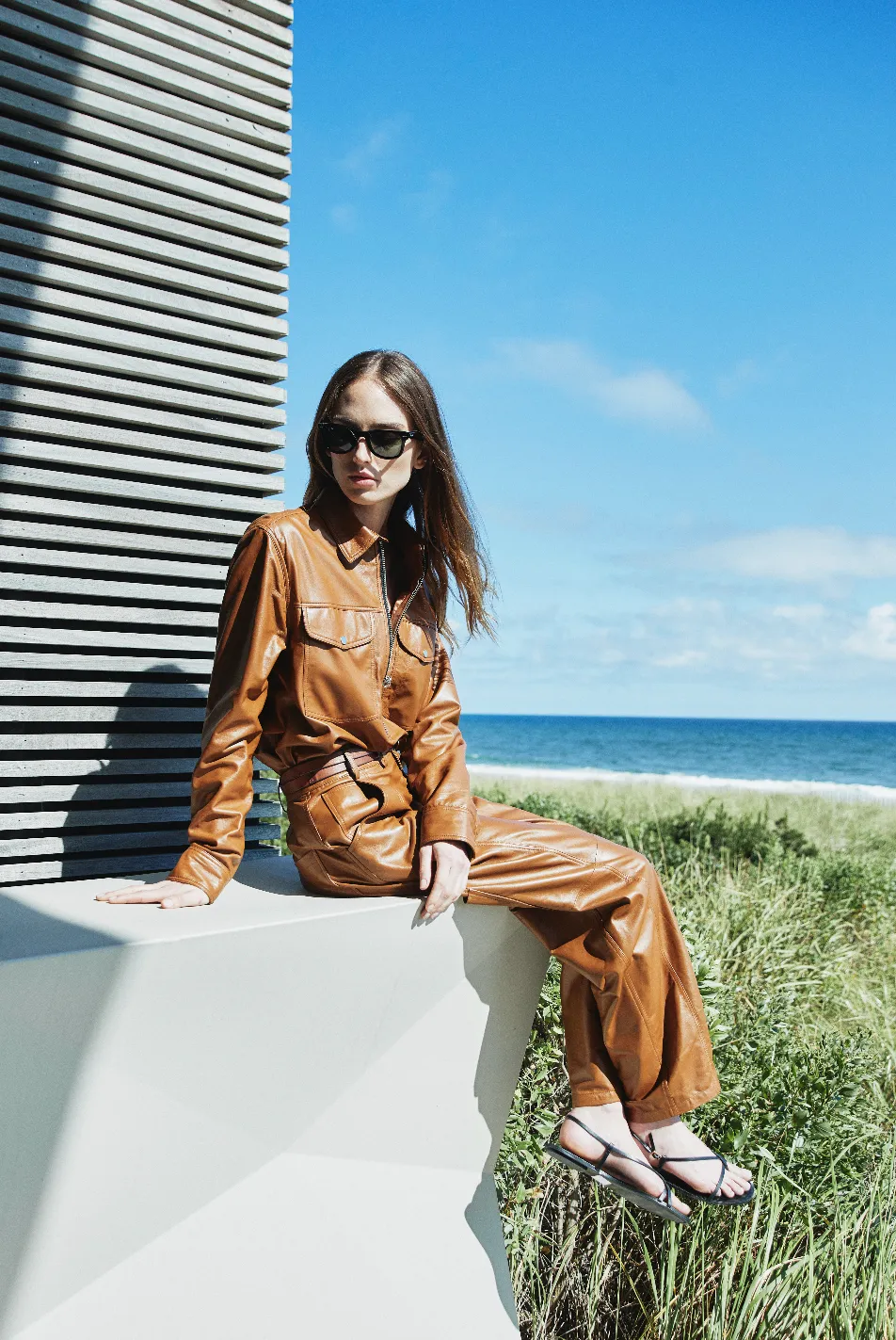 ROWAN LEATHER TOP COGNAC sold by Cut25 by Yigal Azrouel product image thumbnail 2