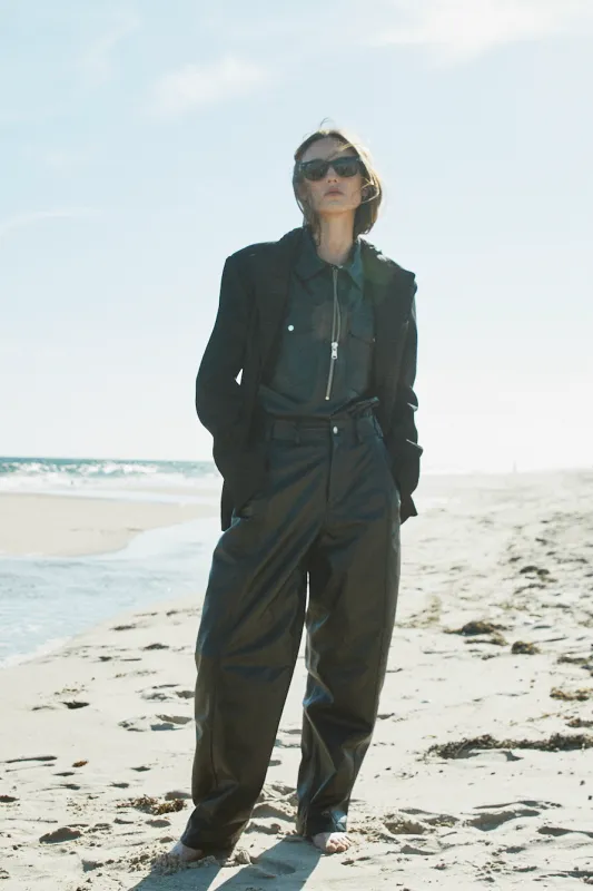 ROWAN LEATHER TOP BLACK made by Yigal Azrouel