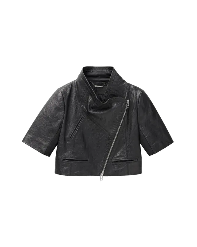 Cropped Leather Jacket made by Yigal Azrouel