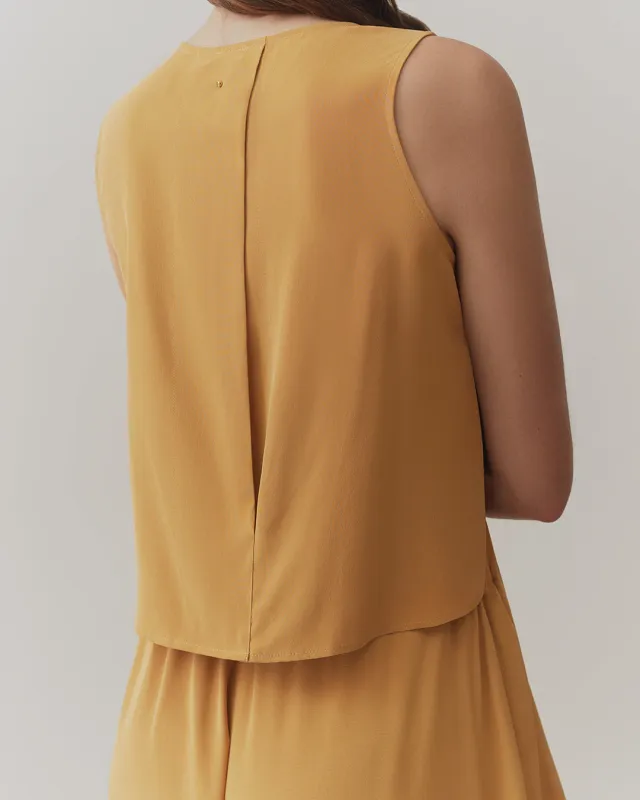 Washable Silk Cropped Overlay Tank sold by Cuyana