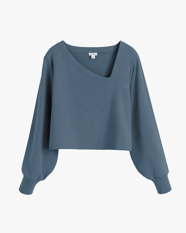 French Terry Asymmetrical Neckline Top sold by Cuyana