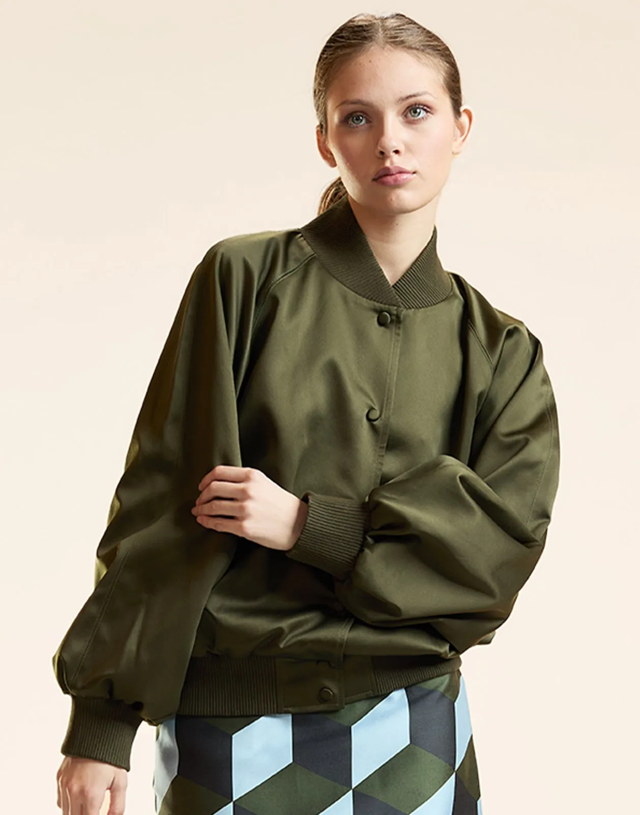 Satin Bomber Jacket sold by Cynthia Rowley product image thumbnail 3