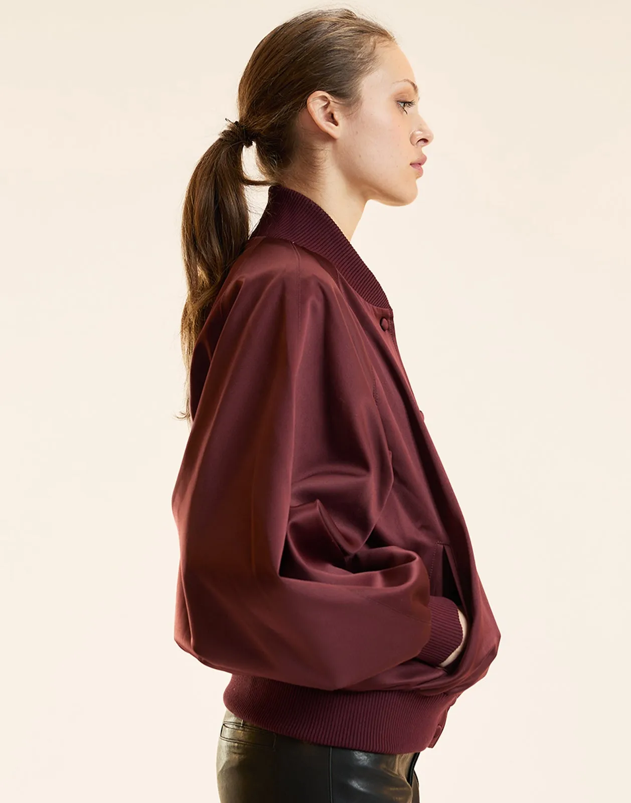 Satin Bomber Jacket sold by Cynthia Rowley product image thumbnail 4