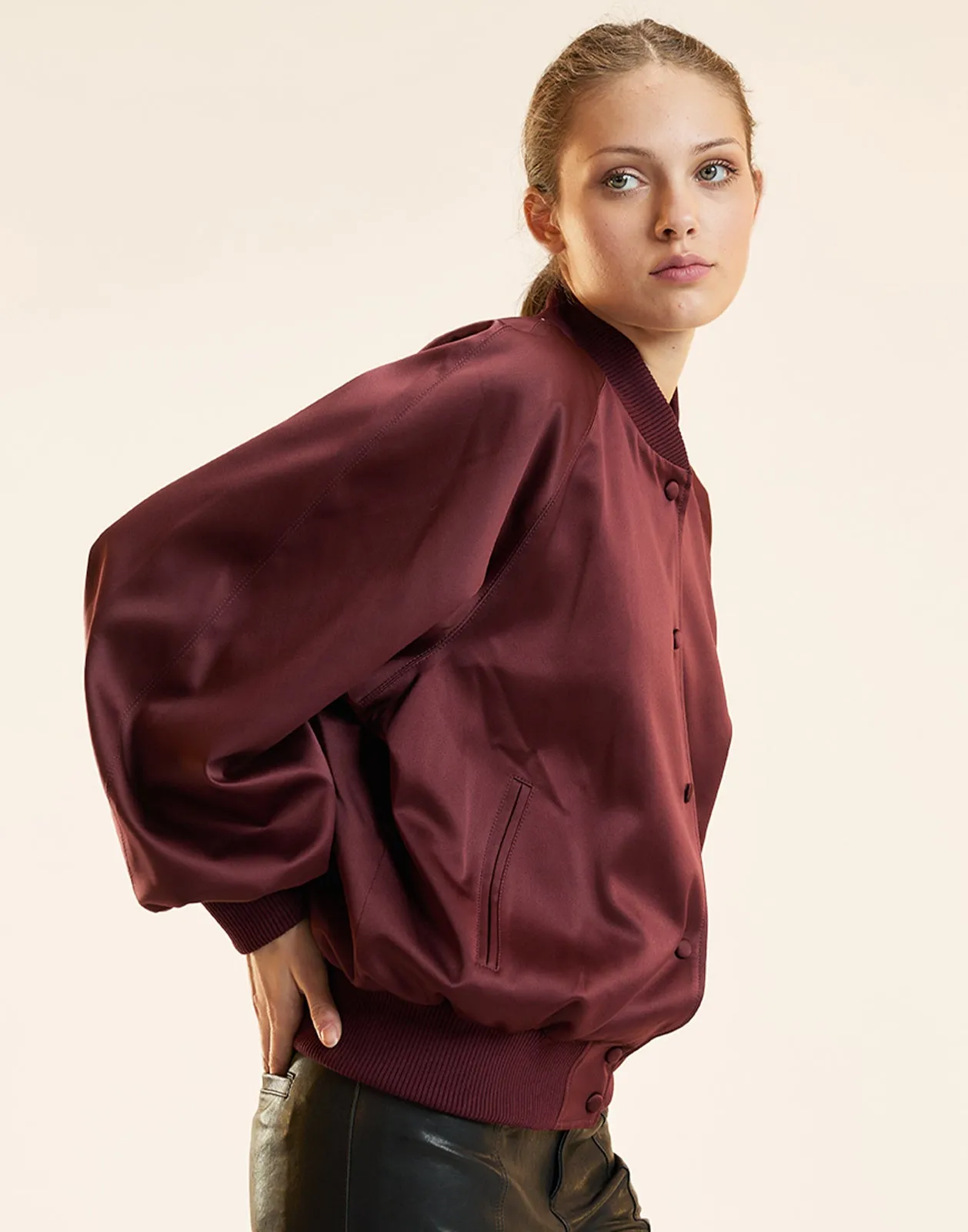 Satin Bomber Jacket sold by Cynthia Rowley product image thumbnail 3