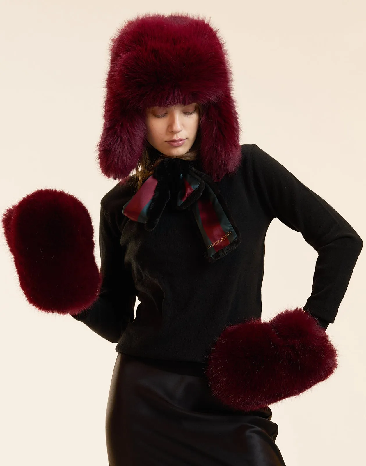 Faux Fur Oversized Mittens sold by Cynthia Rowley product image thumbnail 2