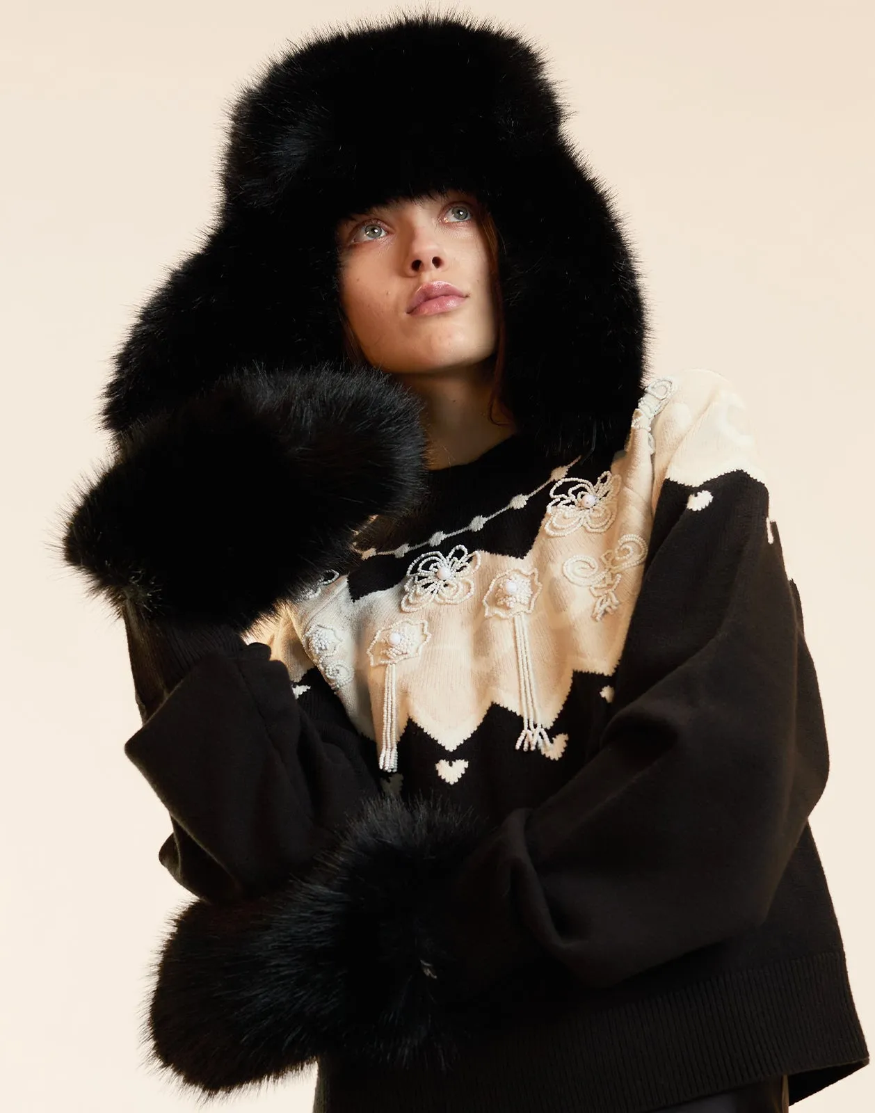 Faux Fur Oversized Mittens sold by Cynthia Rowley