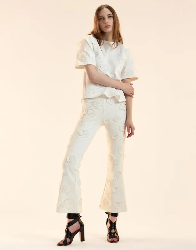 Embroidered Floral Applique Pant sold by Cynthia Rowley