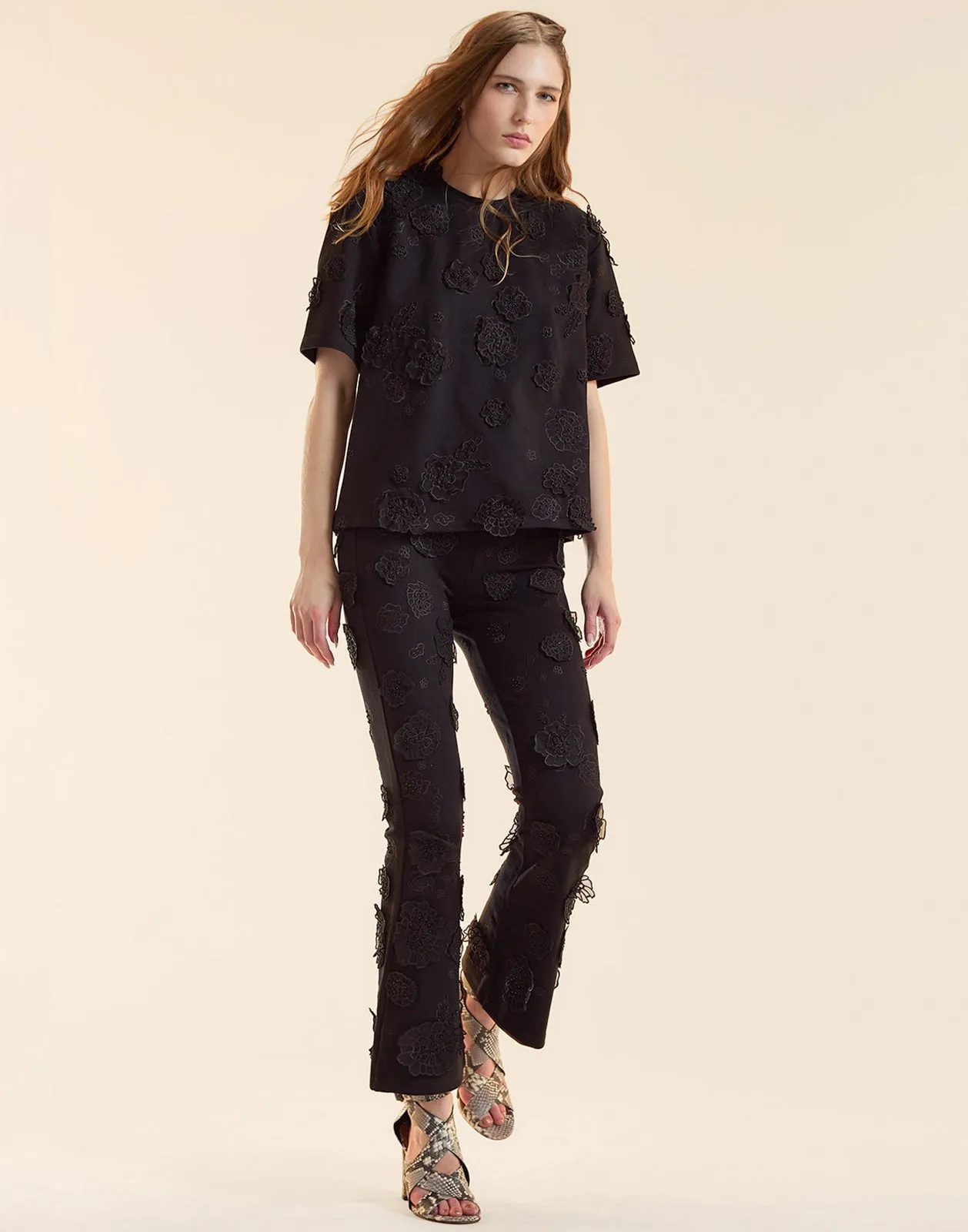 Embroidered Floral Applique Pant sold by Cynthia Rowley product image thumbnail 4