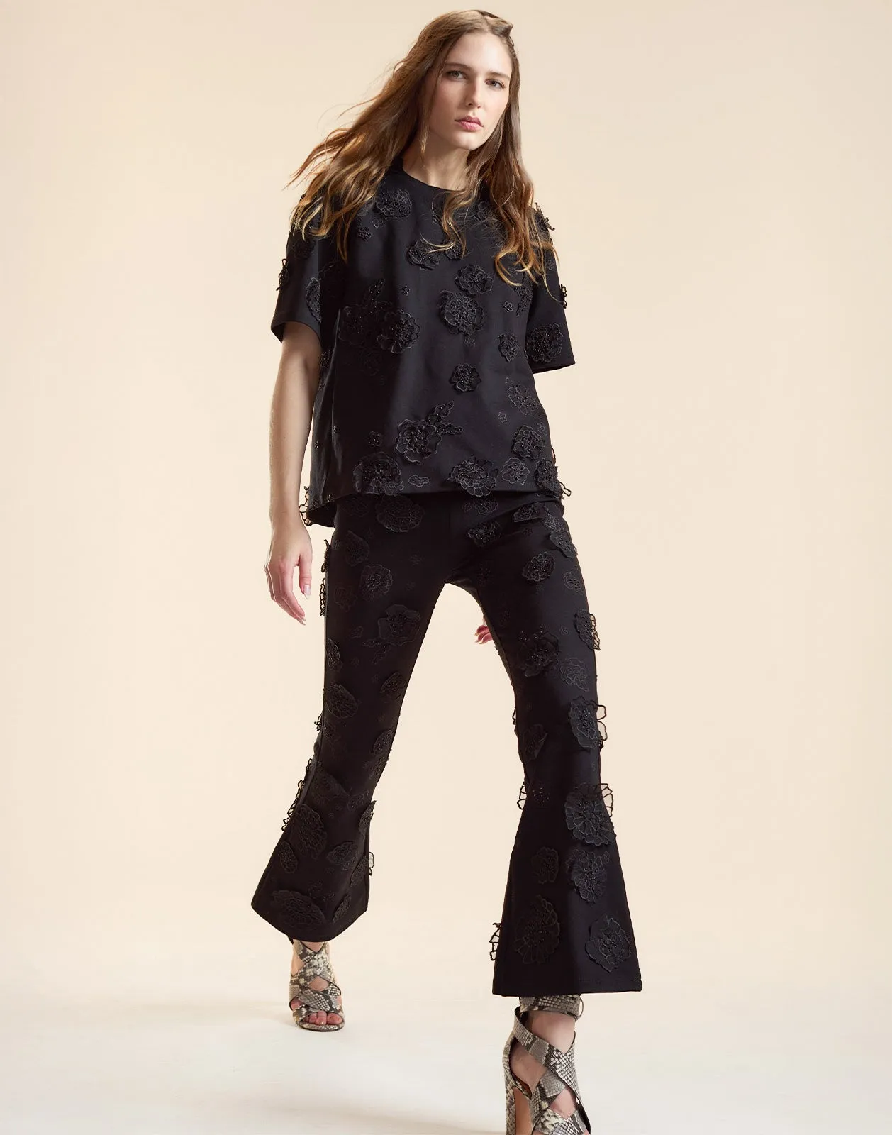 Embroidered Floral Applique Pant sold by Cynthia Rowley