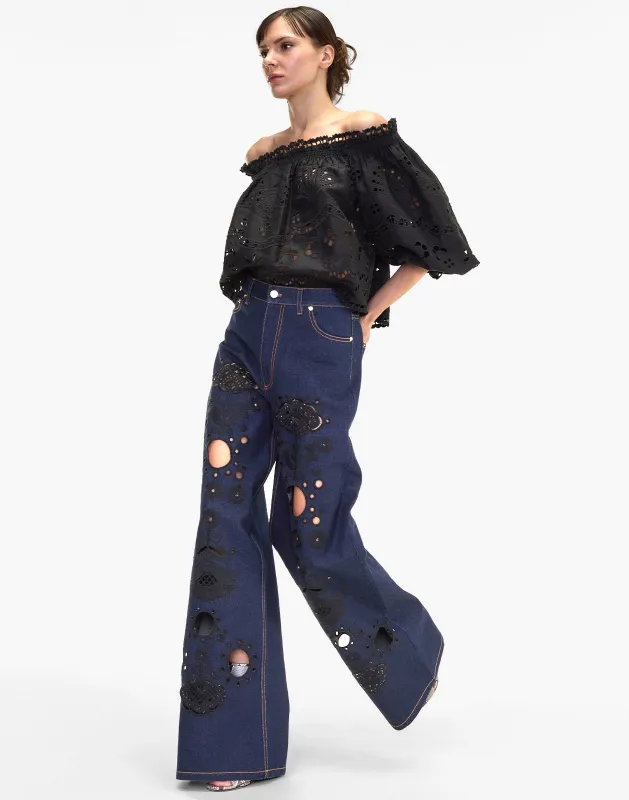 Embroidered Wide-leg Jean sold by Cynthia Rowley