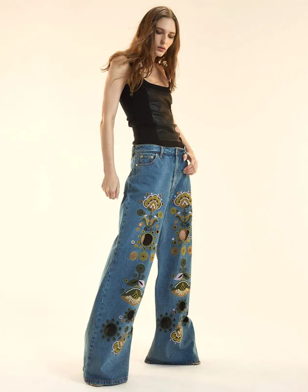 Embroidered Wide-leg Jean sold by Cynthia Rowley
