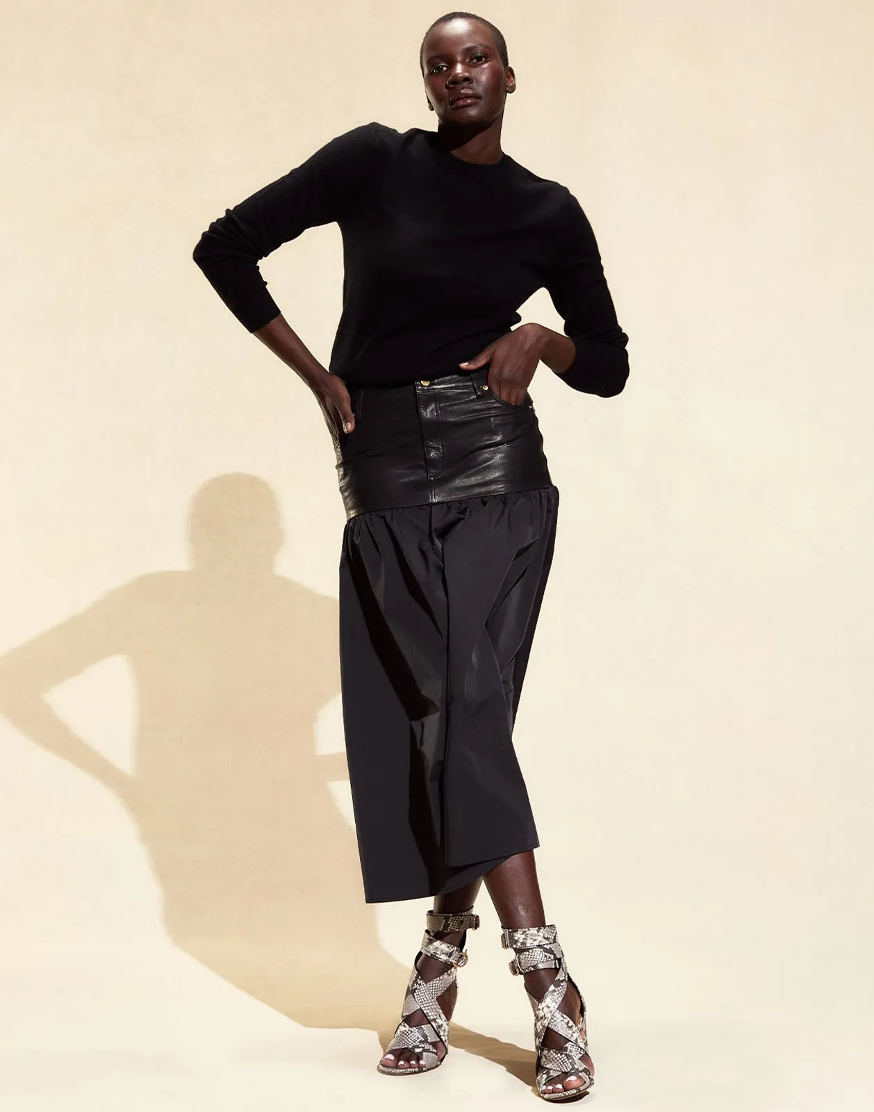 Downtown Leather Nylon Skirt sold by Cynthia Rowley product image thumbnail 3