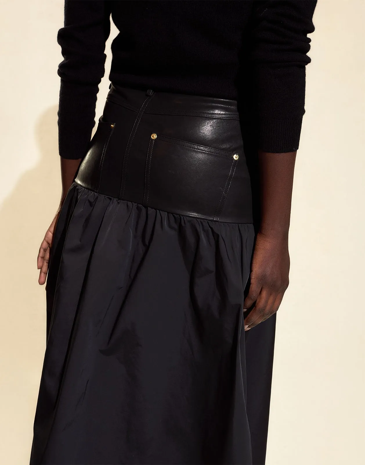 Downtown Leather Nylon Skirt sold by Cynthia Rowley product image thumbnail 4