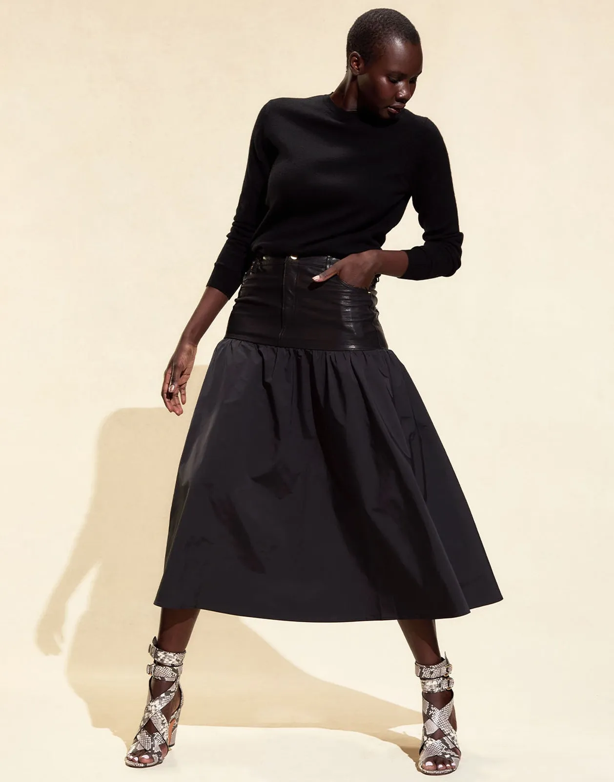 Downtown Leather Nylon Skirt sold by Cynthia Rowley