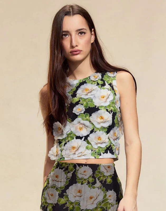Cornelia Flower Appliques Top made by Cynthia Rowley