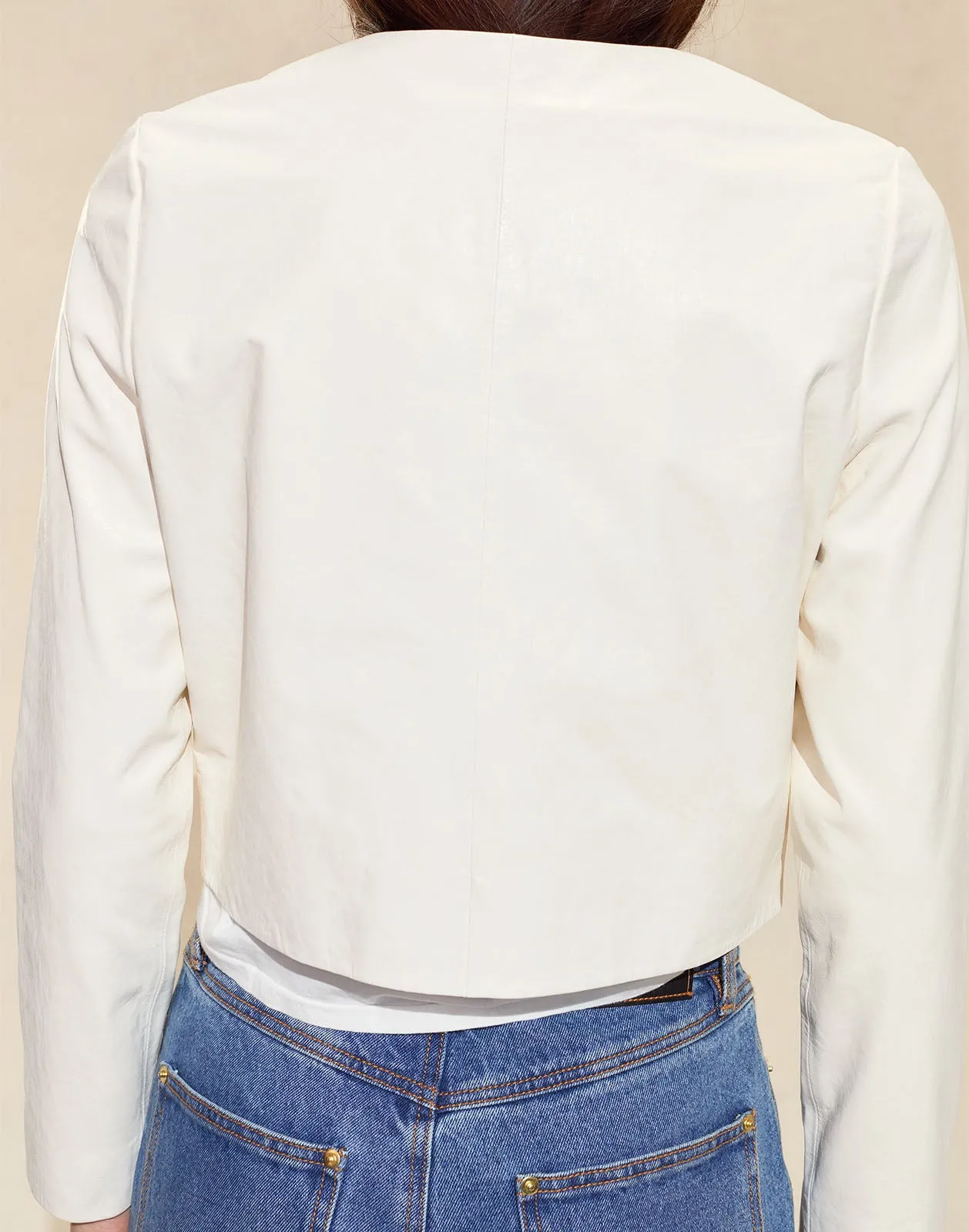 The London Leather Cropped Jacket sold by Cynthia Rowley product image thumbnail 5