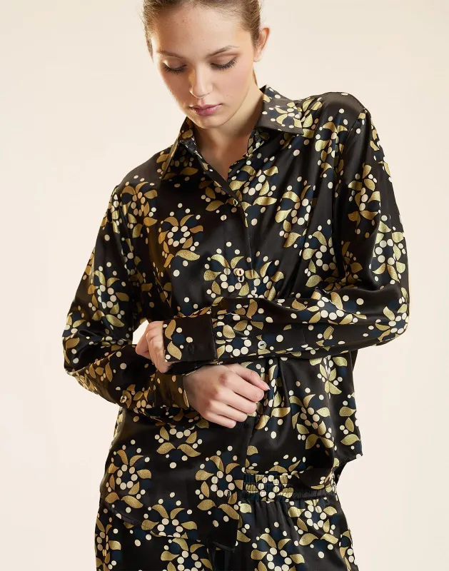 Gold Filigree Silk Shirt made by Cynthia Rowley