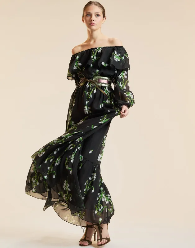 Ivy League Off-Shoulder Silk Dress sold by Cynthia Rowley