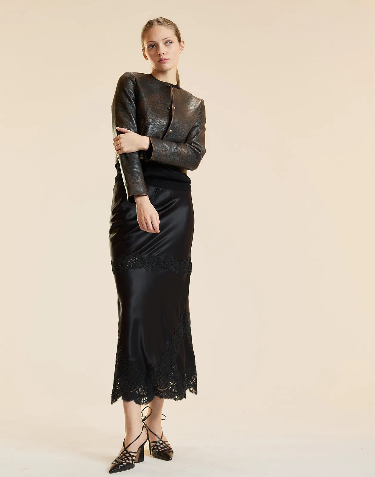 Garbo Silky Lace Skirt sold by Cynthia Rowley product image thumbnail 2