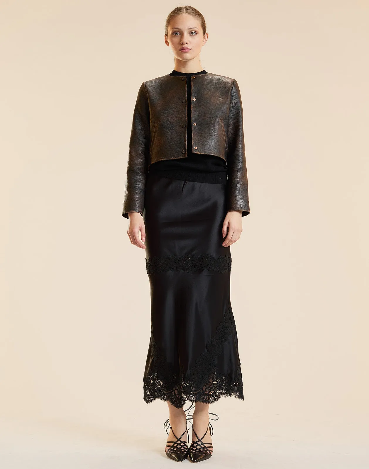 Garbo Silky Lace Skirt sold by Cynthia Rowley product image thumbnail 4