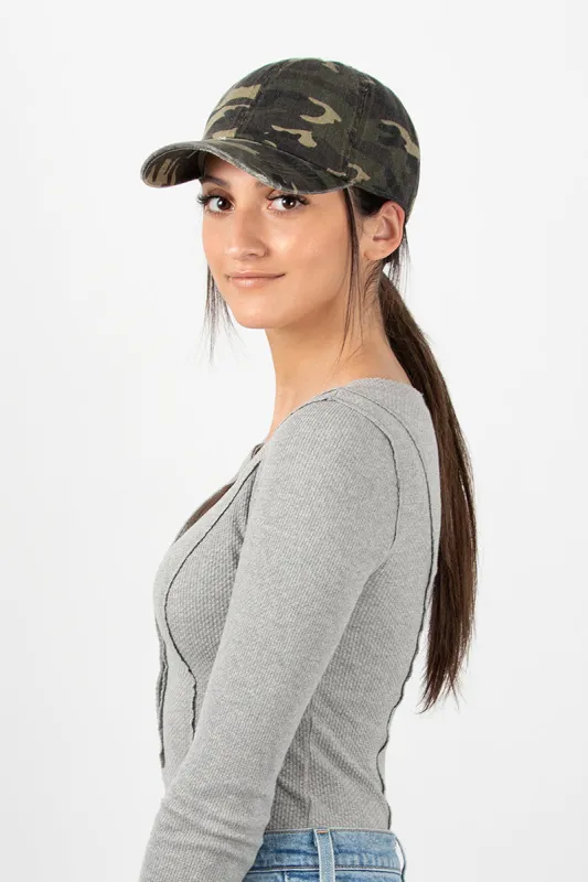 Distressed Camo Baseball Cap sold by David and Young