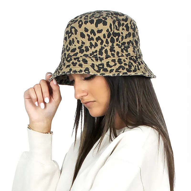 LEOPARD PRINTED BUCKET HAT- FWBU1207 sold by D&Y