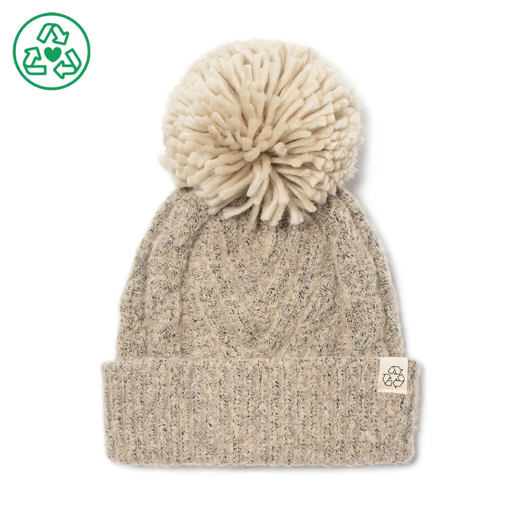 Eco-product! Recycled Cozy Chevron Weave Knit Beanie with Yarn Pom - ABB939R sold by David and Young product image thumbnail 2