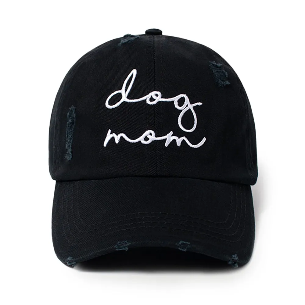 Dog Mom Script Font Distressed Baseball Cap sold by David and Young product image thumbnail 2