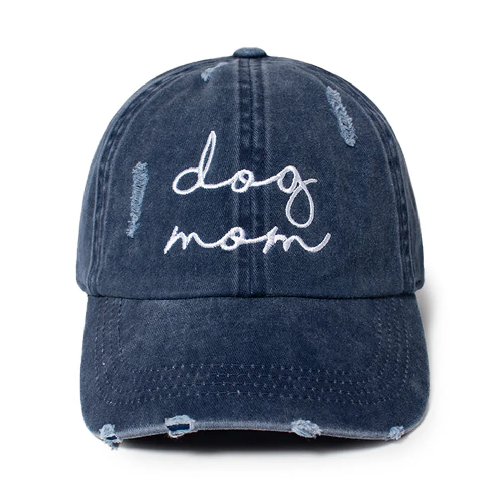 Dog Mom Script Font Distressed Baseball Cap sold by David and Young product image thumbnail 3