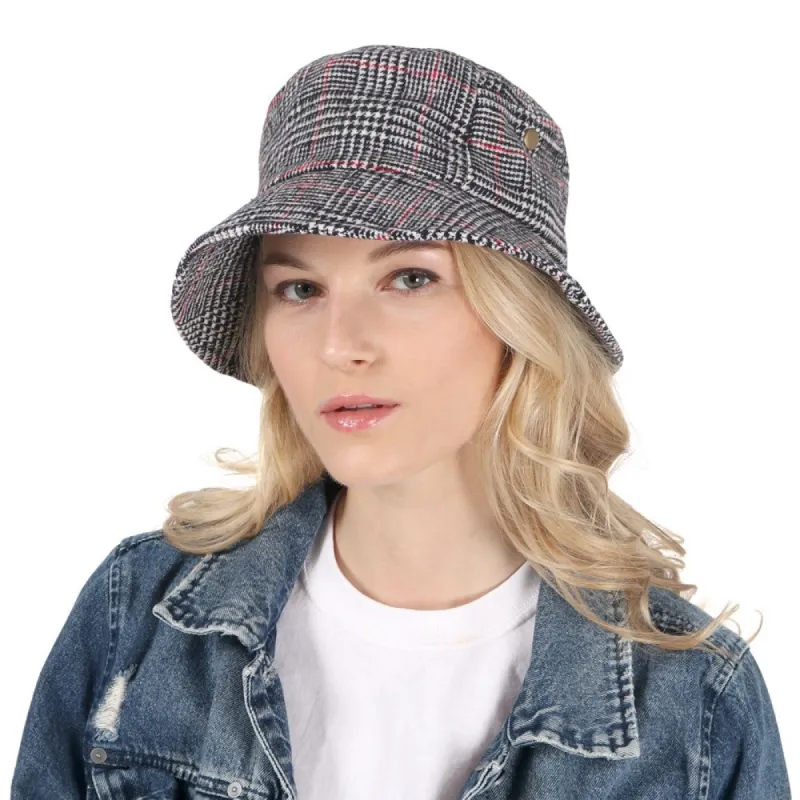 GLEN PLAID BUCKET HAT- FWBU353 sold by D&Y