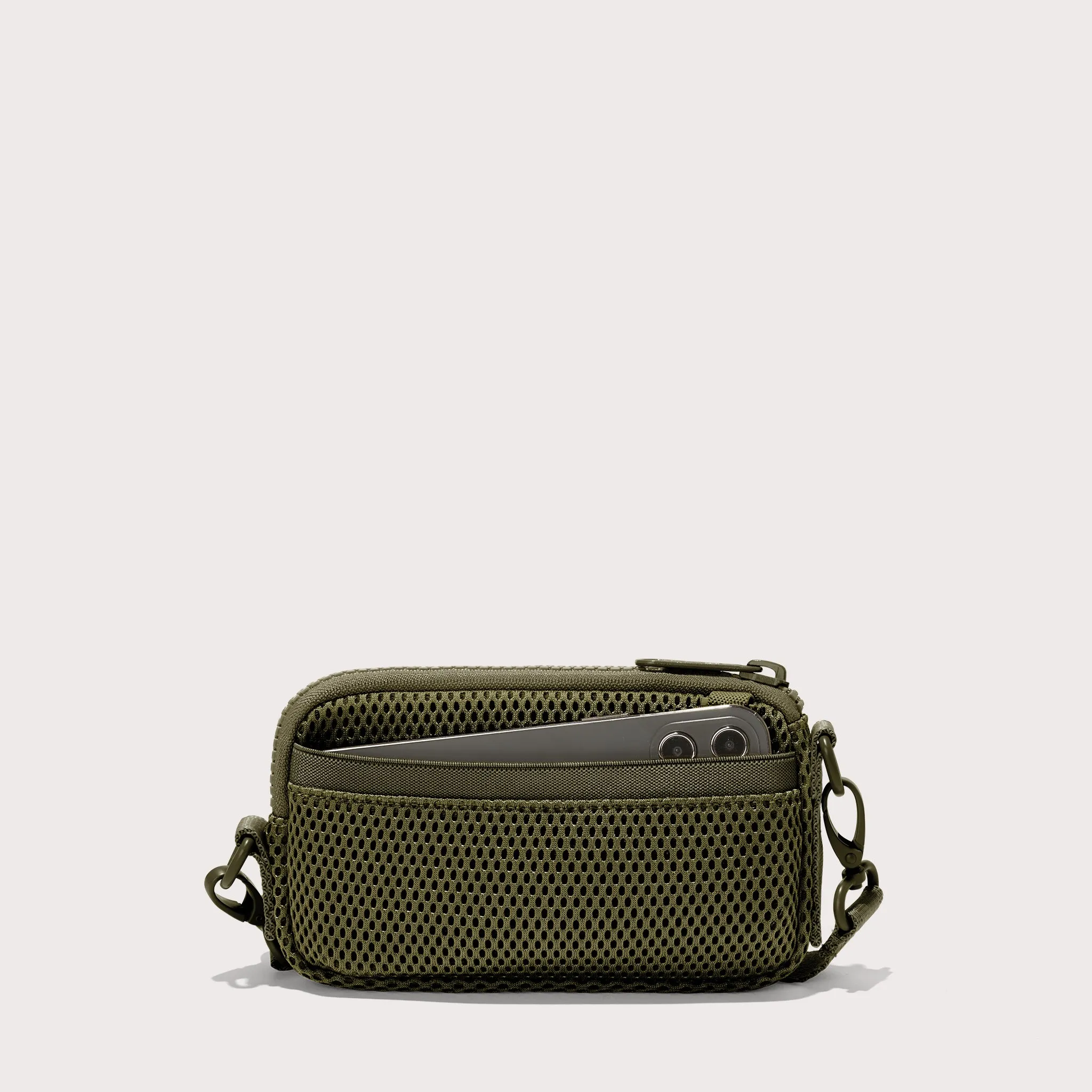 Mara Phone Sling in Dark Moss Air Mesh sold by Dagne Dover product image thumbnail 5